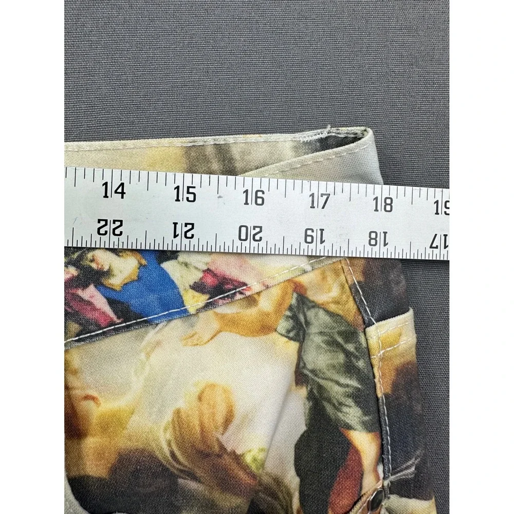 Renaissance Oil Painting Print Slim Fit Pants Angels Cherubs Multi Color 36x30